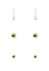 3-Set Earring:  Metal Bar and Round Studs