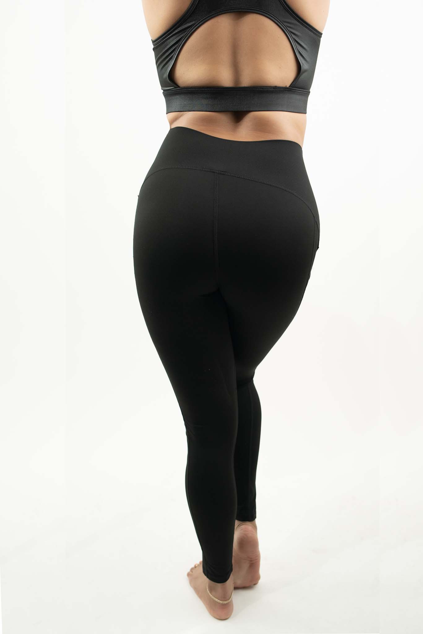  Emprella High Waist Tummy Control Athletic and Lounge Leggings  with 3 Pockets 8 Inseam (Black, Small) : Sports & Outdoors
